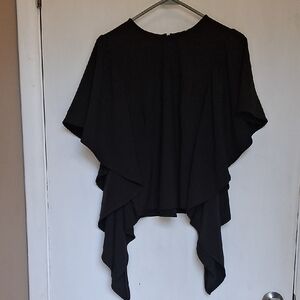 Leith Black Blouse With Bat Wings Hidden Zipper Back